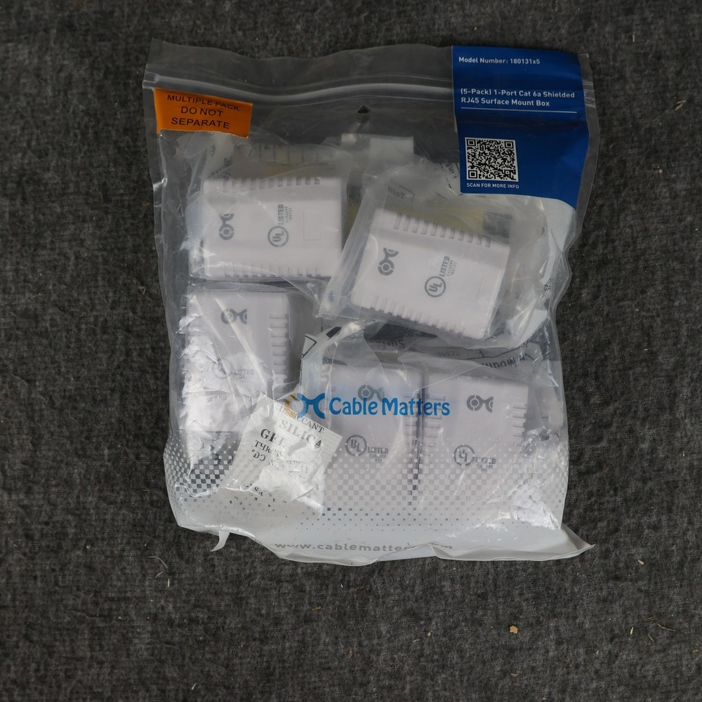Cable Matters 180131x5 5-Pack 1-Port Cat 6a Shielded RJ45 Surface Mount Box